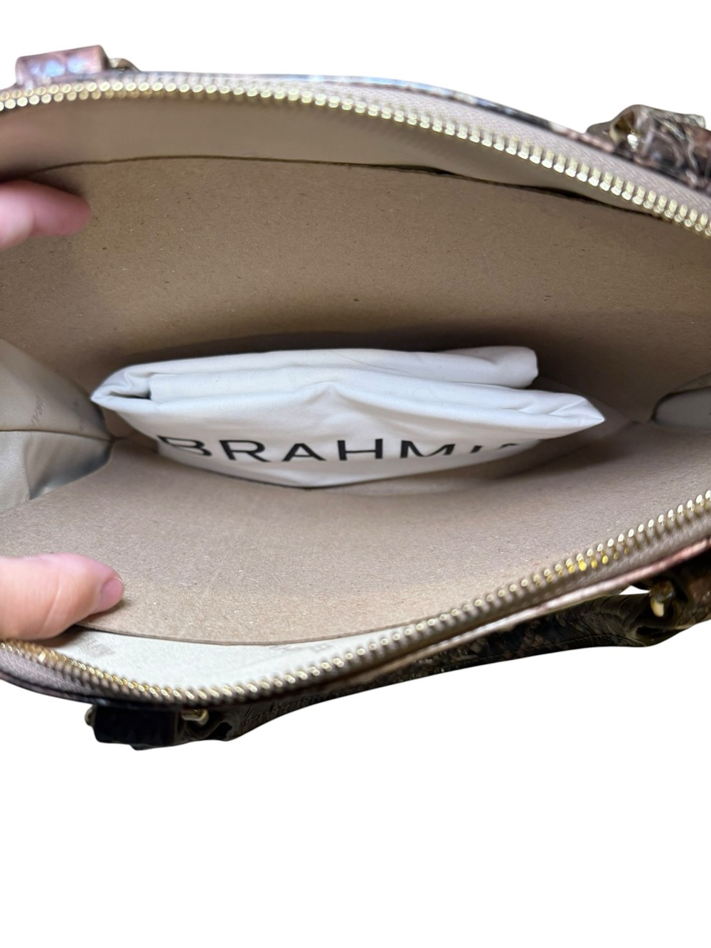 NWT Brahmin Large Duxbury Satchel in Truffle Python Ombre Melbourne - Picture 7 of 10